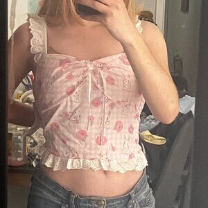 ROMWE Strawberry Bunny Crop Top